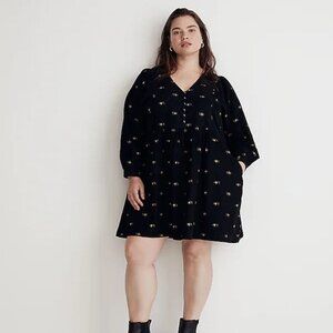Madewell Black Mini Dress with Gold Accents